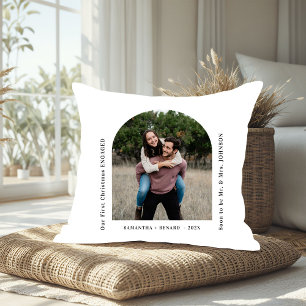 First Christmas Engaged Couples Photo Arch Cushion