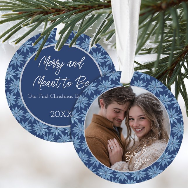 First Christmas Engaged Couples Photo Poinsettia Ornament (Creator Uploaded)