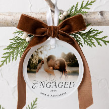 First Christmas Engaged Custom Engagement Photo