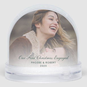 First Christmas Engaged Cute Photos Custom Snowglobe