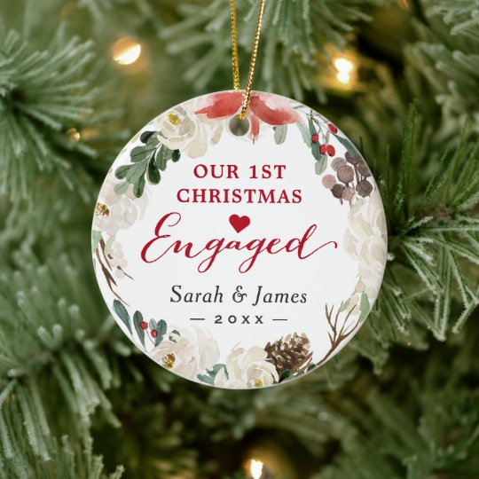 1st engaged christmas ornament