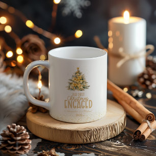 First Christmas Engaged gold photo  Coffee Mug