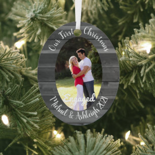 First Christmas Engaged Metal Tree Decoration