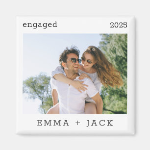 First Christmas Engaged Modern Minimalist Photo Magnet