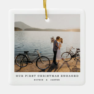 "First Christmas Engaged Ornament Minimalist Pho