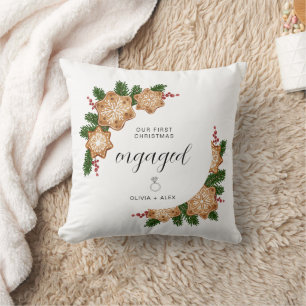 First Christmas Engaged Personalised Couple Gift  Cushion