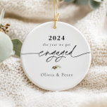 First Christmas Engaged Photo  Ceramic Ornament<br><div class="desc">First Christmas Engaged holiday photo ornament. Customise with your photo,  name and year. Visit our Zazzle shop to see more matching items in this collection.</div>