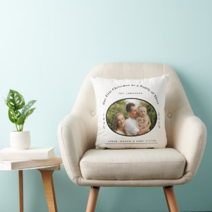 First Christmas Family of Three Newborn Baby Cushion