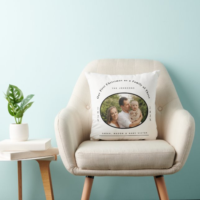 First Christmas Family of Three Newborn Baby Cushion (Chair)