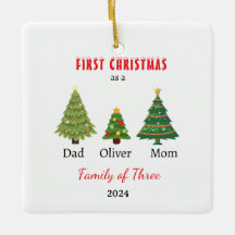 First Christmas family of three Photo Keepsake