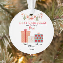 First Christmas family of three Photo Keepsake