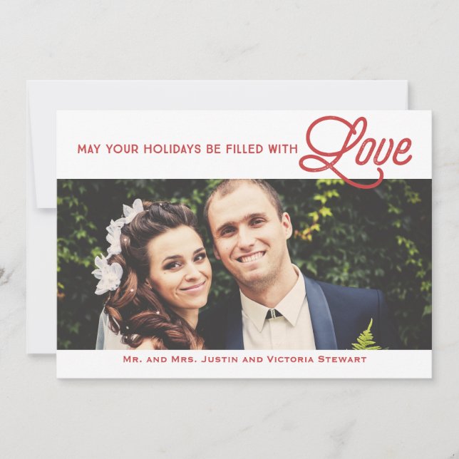 First Christmas Filled With Love Holiday Photo Card (Front)