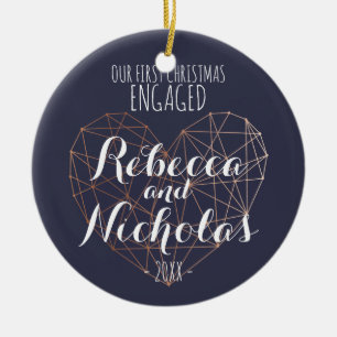 First Christmas geometric heart rose ornament