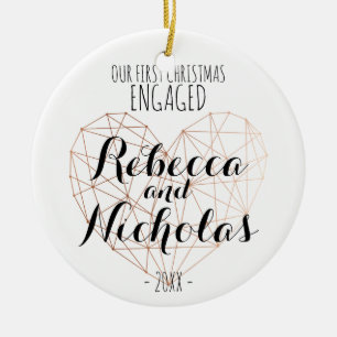 First Christmas geometric heart rose ornament