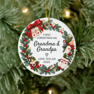 First Christmas Gift for New Grandparents Ceramic Ornament