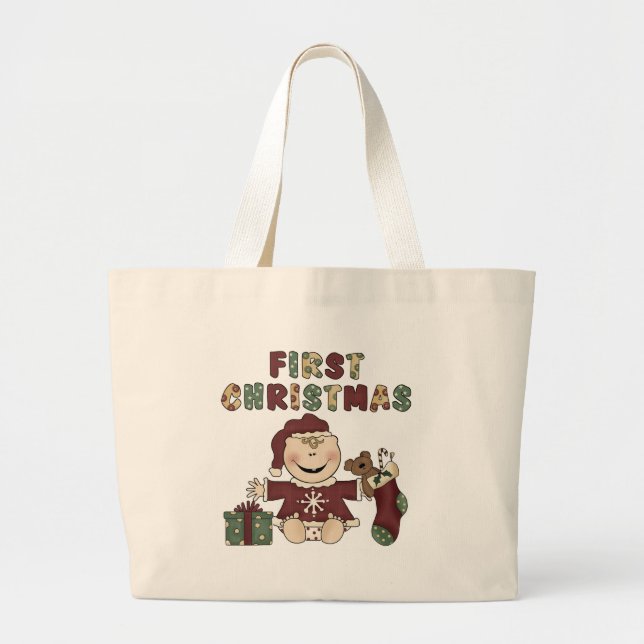 First Christmas Girl Tshirts and Gifts Large Tote Bag (Front)
