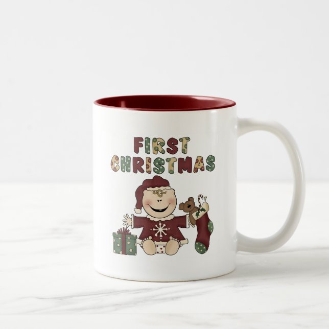 First Christmas Girl Tshirts and Gifts Two-Tone Coffee Mug (Right)