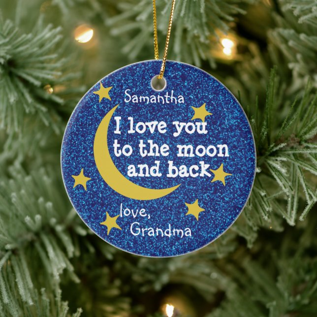 First Christmas Grandma Love You Moon and Back Ceramic Ornament (Tree)