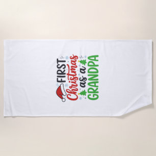 First Christmas Grandpa Santa Hat Beach Towel