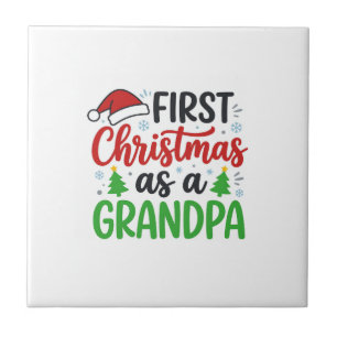 First Christmas Grandpa Santa Hat Ceramic Tile