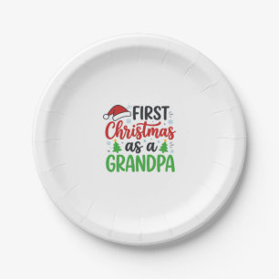 First Christmas Grandpa Santa Hat Paper Plate
