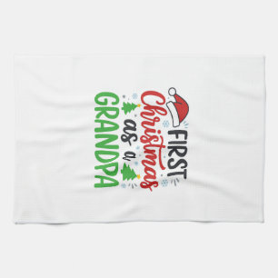 First Christmas Grandpa Santa Hat Tea Towel