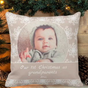 First Christmas Grandparents Grandchild Photo Cushion