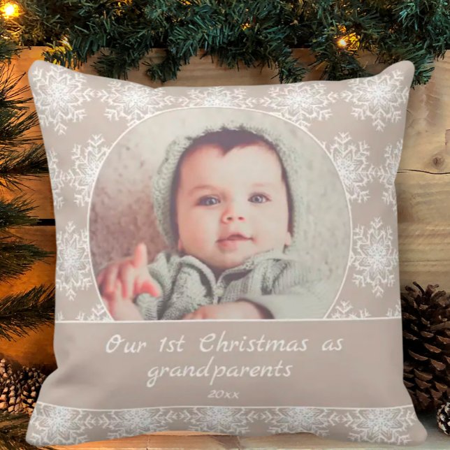 First Christmas Grandparents Grandchild Photo Cushion (Creator Uploaded)