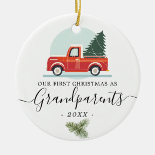 First Christmas Grandparents Vintage truck photo Ceramic Ornament