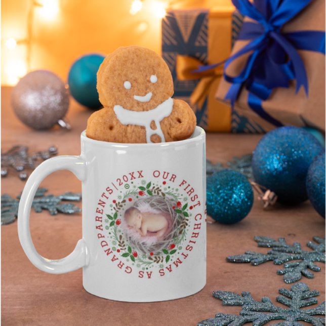 First Christmas grandparents wreath photo Coffee Mug (Creator Uploaded)