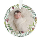 First Christmas Green Holiday Wreath Baby Photo