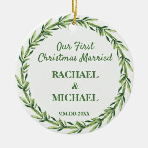 First Christmas Greenery Betta Fish Couples Ceramic Ornament