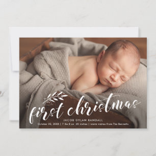 First Christmas Handwritten Baby Photo  Holiday Card