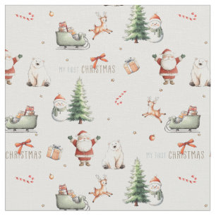 First Christmas - Happy Holidays Scandinavian nurs Fabric