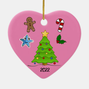 First Christmas Heart Shaped Ornament - Customise