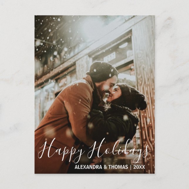 First Christmas Holidays Married Engaged | PHOTO Holiday Postcard (Front)