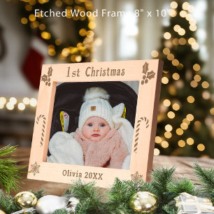 First Christmas Holly, Candy Canes, Show Name 10x8 Etched Frames