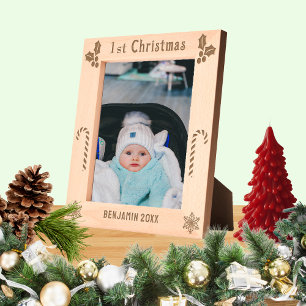 First Christmas Holly, Candy Canes, Show Name 8x10 Etched Frames