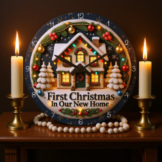 First Christmas Home  Large Clock