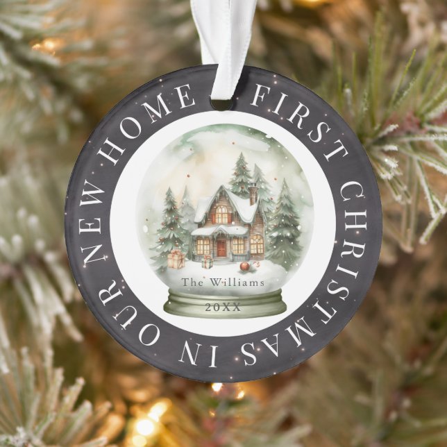 First Christmas Home Snow Globe Night Sky Photo Ornament (Tree)