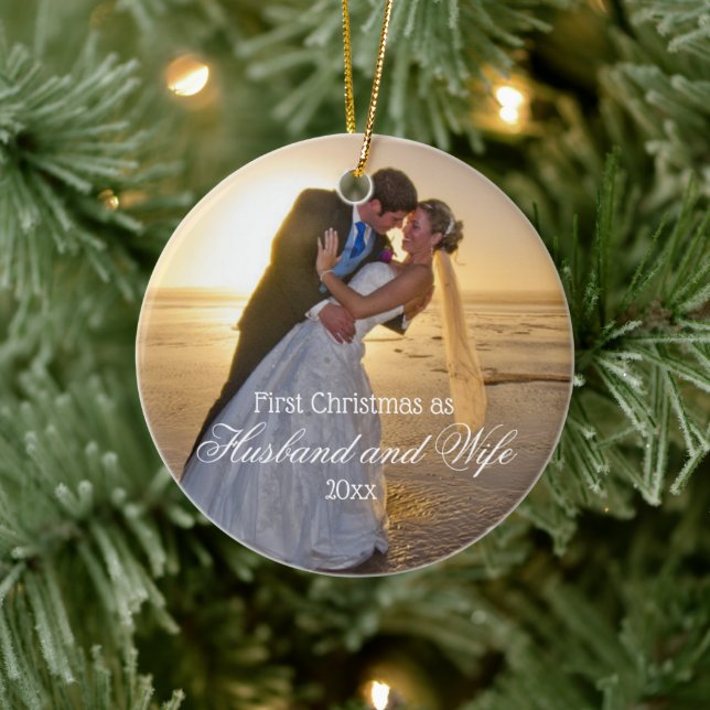 First Christmas Husband and Wife Ceramic Ornament (Tree)