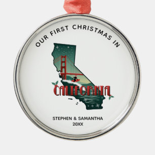 First Christmas In California State Personalised Metal Ornament