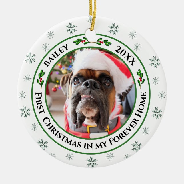 First Christmas In My Forever Home Pet Ornament (Front)