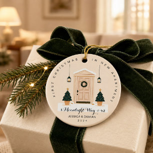 FIRST CHRISTMAS IN NEW APARTMENT BEIGE CERAMIC ORNAMENT