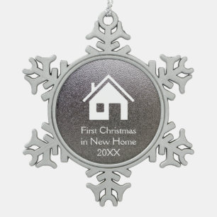 First Christmas in New Home 2018   Lovely Snowflake Pewter Christmas Ornament