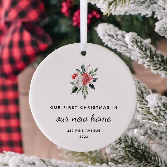 First Christmas in New Home | Elegant Minimalist Ceramic Ornament (The perfect holiday keepsake for your new home)
