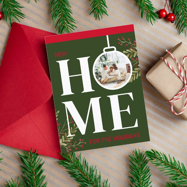 First Christmas in New Home Festive Holiday Red Postcard (Creator Uploaded)