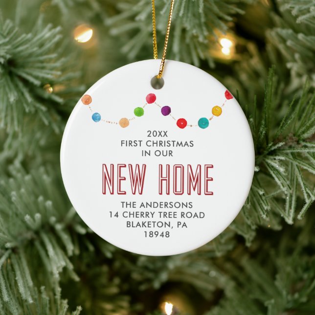 First Christmas In New Home Personalised Baubles Ceramic Ornament (Tree)