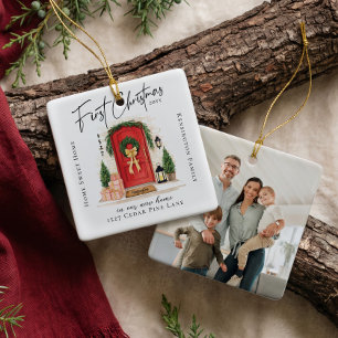 First Christmas in New Home Personalised Photo Ceramic Ornament