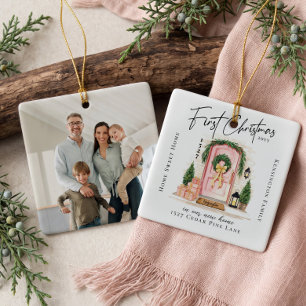 First Christmas in New Home Personalised Photo Ceramic Ornament
